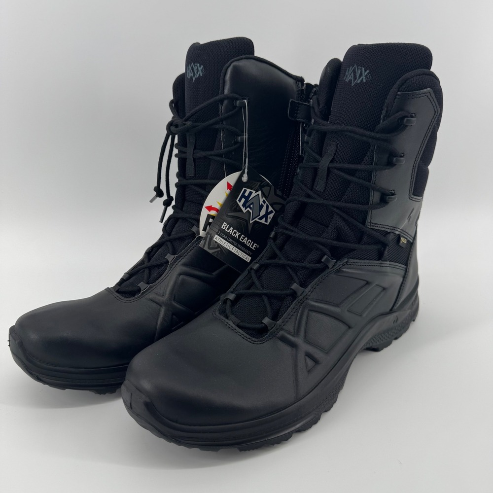 Haix Black Eagle Tactical 2.0 GTX High Boots Black Mens 13 Wide Side Zip New